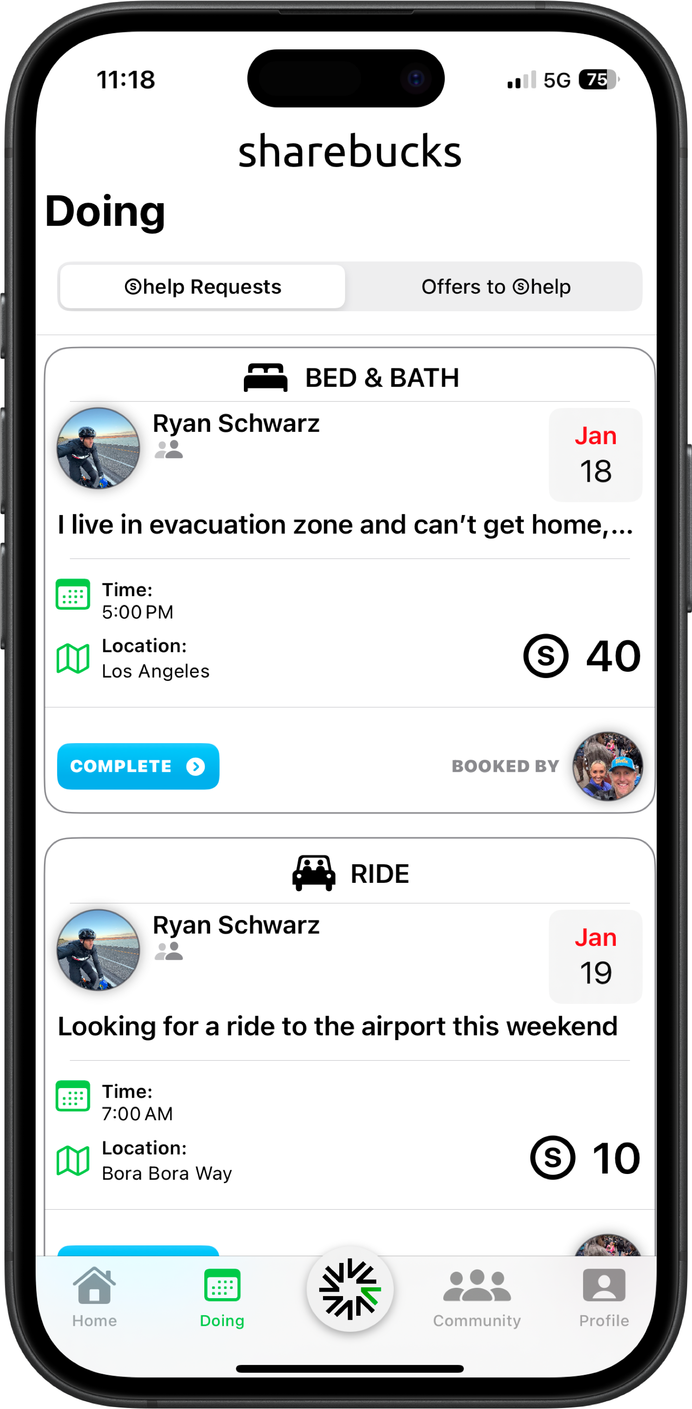 Manage Bookings Screen